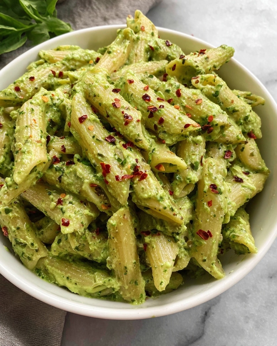 Creamy Avocado Pasta with Spinach and Chili Flakes Recipe - Recipe Image