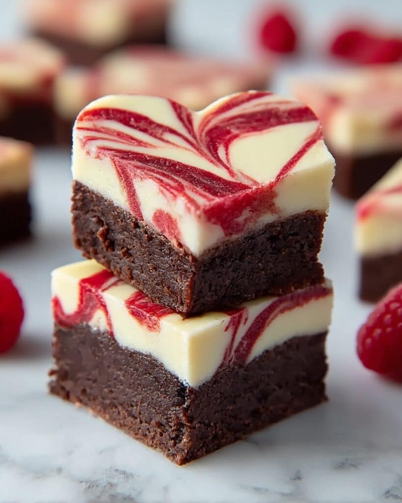 Heart Shaped Brownies with Raspberry Swirl & Cheesecake Recipe