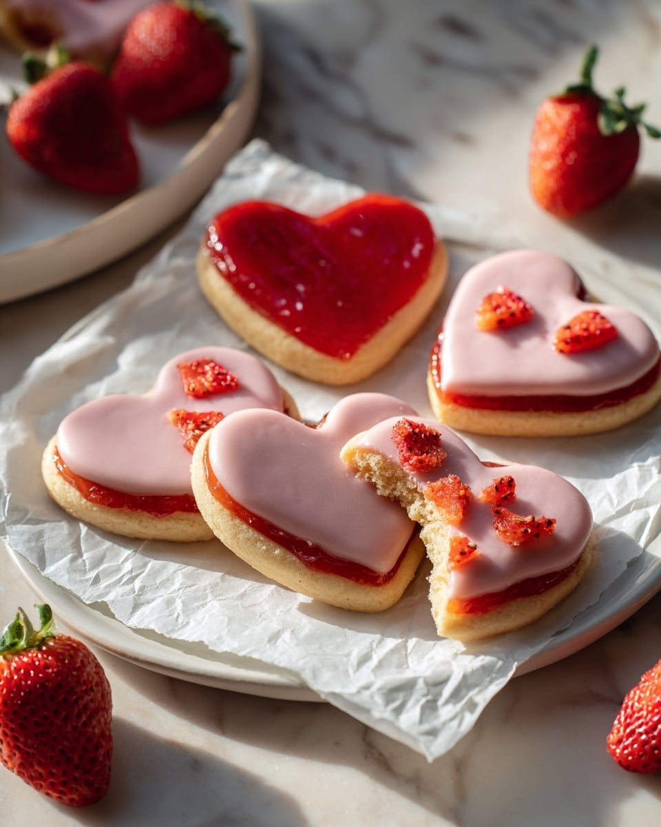 Strawberry Shortbread Cookies with Jam and Icing Glaze Recipe