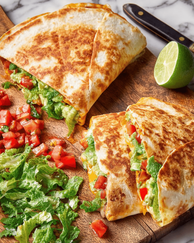 Vegan Lentil Crunchwraps with Chipotle Queso and Fresh Toppings Recipe