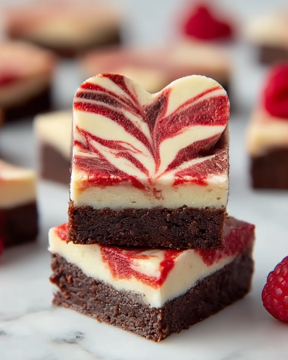 Heart Shaped Brownies with Raspberry Swirl & Cheesecake Recipe - Recipe Image